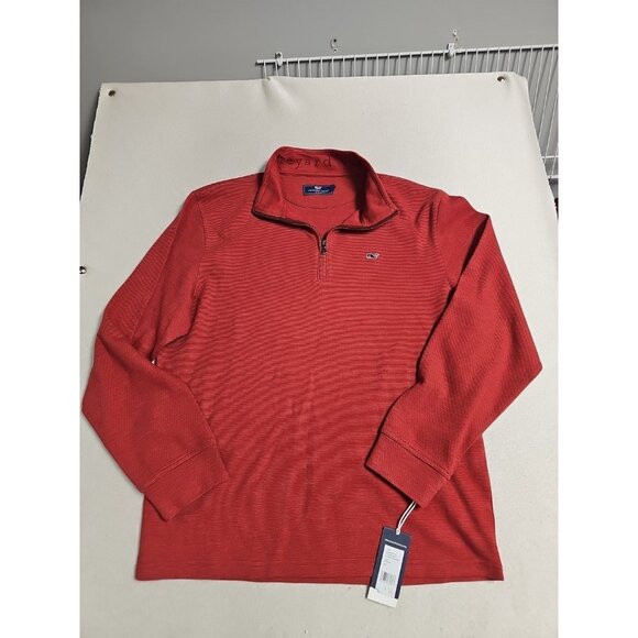 Vineyard Vines Performance Saltwater 1/4 Zip Lg Sangria Sweatshirt Sweater NWT - Picture 1 of 5